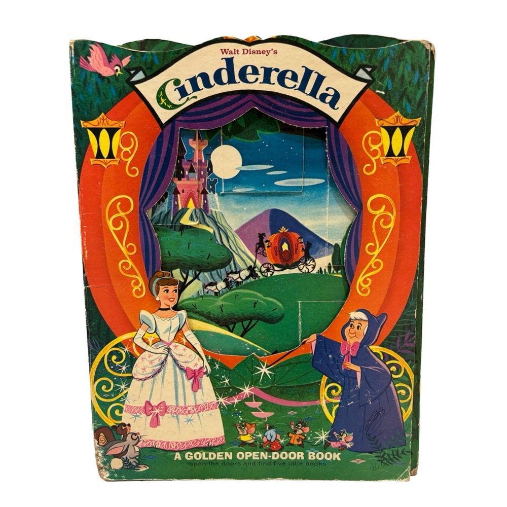 VTG 1965 Walt Disney’s Cinderella Golden Open Door Storybook Miniature Books